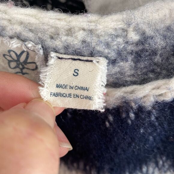 Field Flower Anthropologie Cream & Navy Sweater Alpaca blend S Boho Cottage Core - Picture 10 of 12